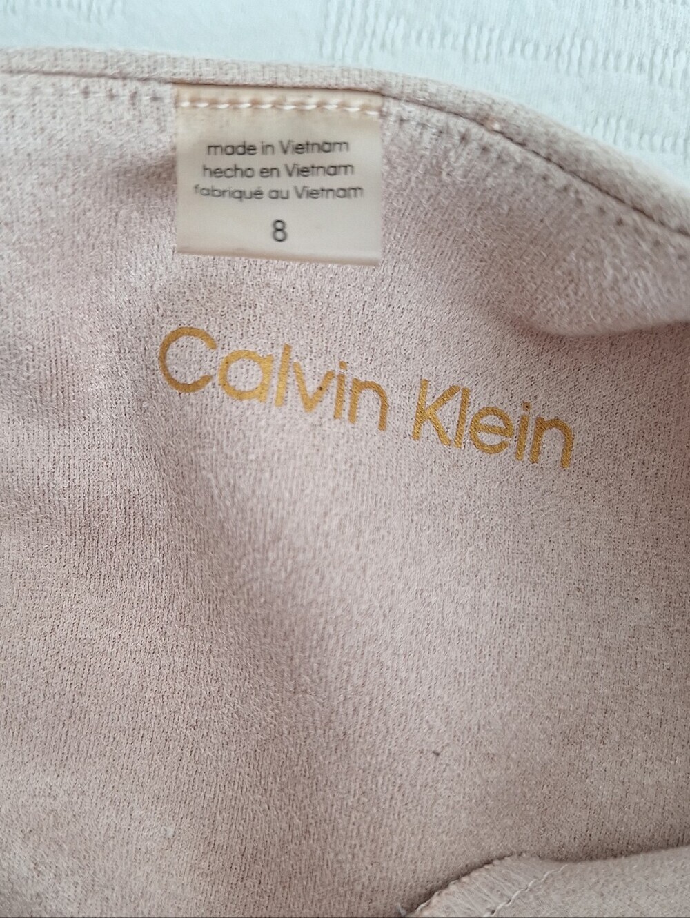 Calvin Klein Blush Pink Midi Sheath Dress with Structured Puff Sleeves - Picture 6 of 8